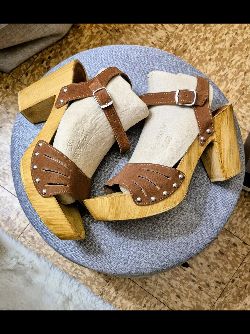 Charles David Dakota Suede Platform Sandals with Wood Heel